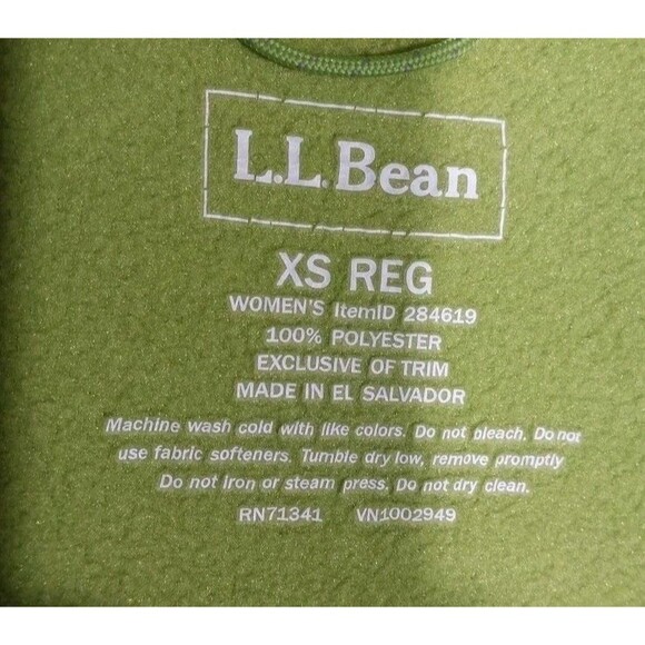 LL Bean Womens Fleece Jacket XS Bright Green Full Zip Comfy Warm Sweatshirt Cozy - Picture 6 of 8